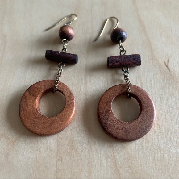 Vintage Wooden Earrings - Picture 4 of 6